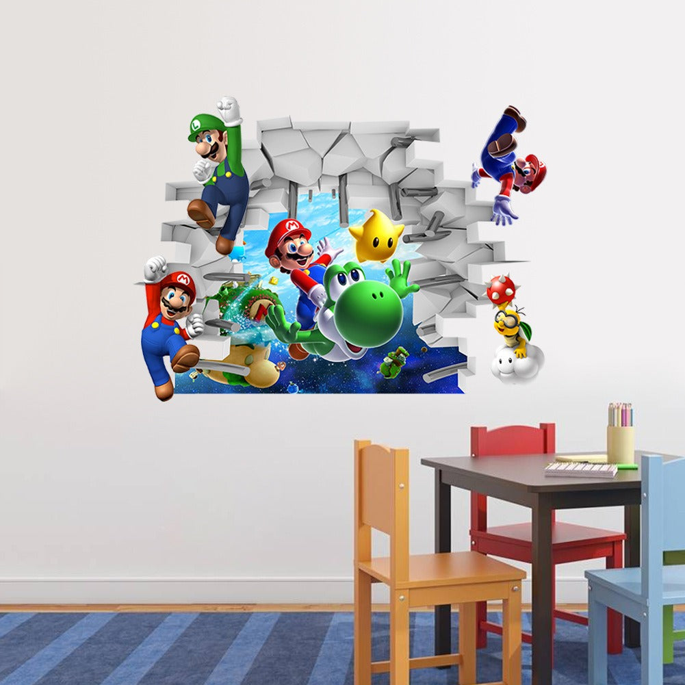 Mario Wall Sticker Children's 3D  Wall Sticker Super Mary Decorative Painting