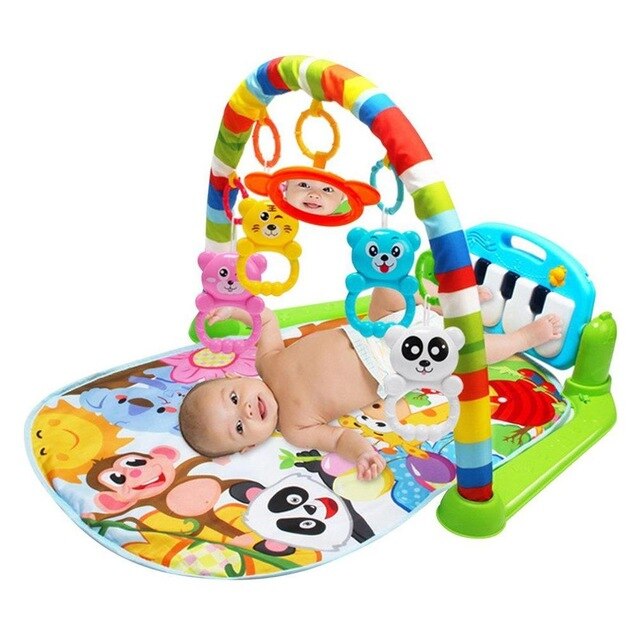 3 in 1 Baby Play Mat Rug Toys Crawling Music Play Game Developing Mat with Piano Keyboard Infant Carpet Education Rack Toy