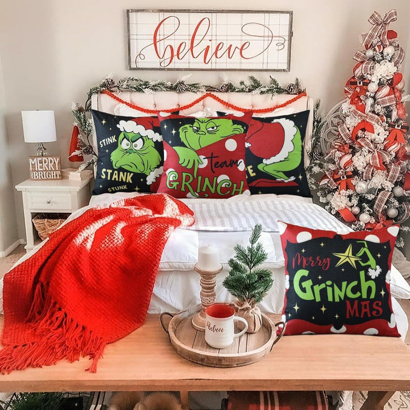 Greentown Christmas Pillow Cover Home Christmas Decoration Cushion Sofa Pillowcase