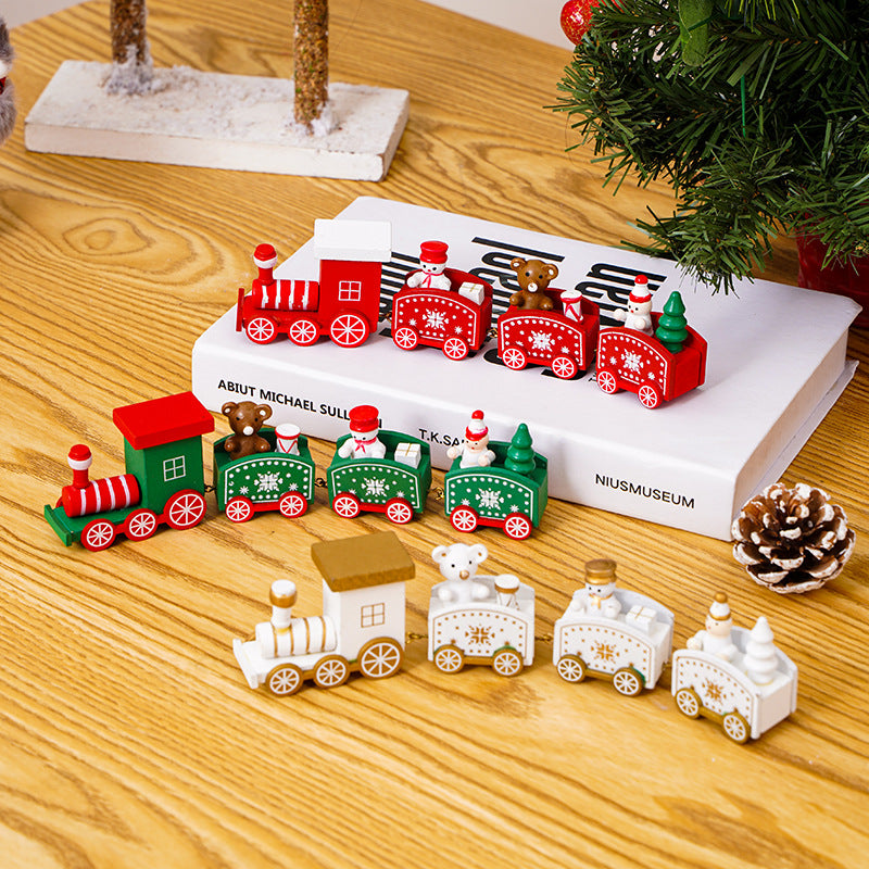 Christmas decorations, wooden trains, kindergartens, Christmas holiday gifts, window displays, Christmas toys