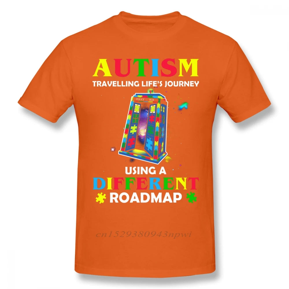 Autism T Shirt Autism Shirt Traveling Life S Journey Using A Different Roadmap T-Shirt Short Sleeve Fashion Tee Shirt Tshirt