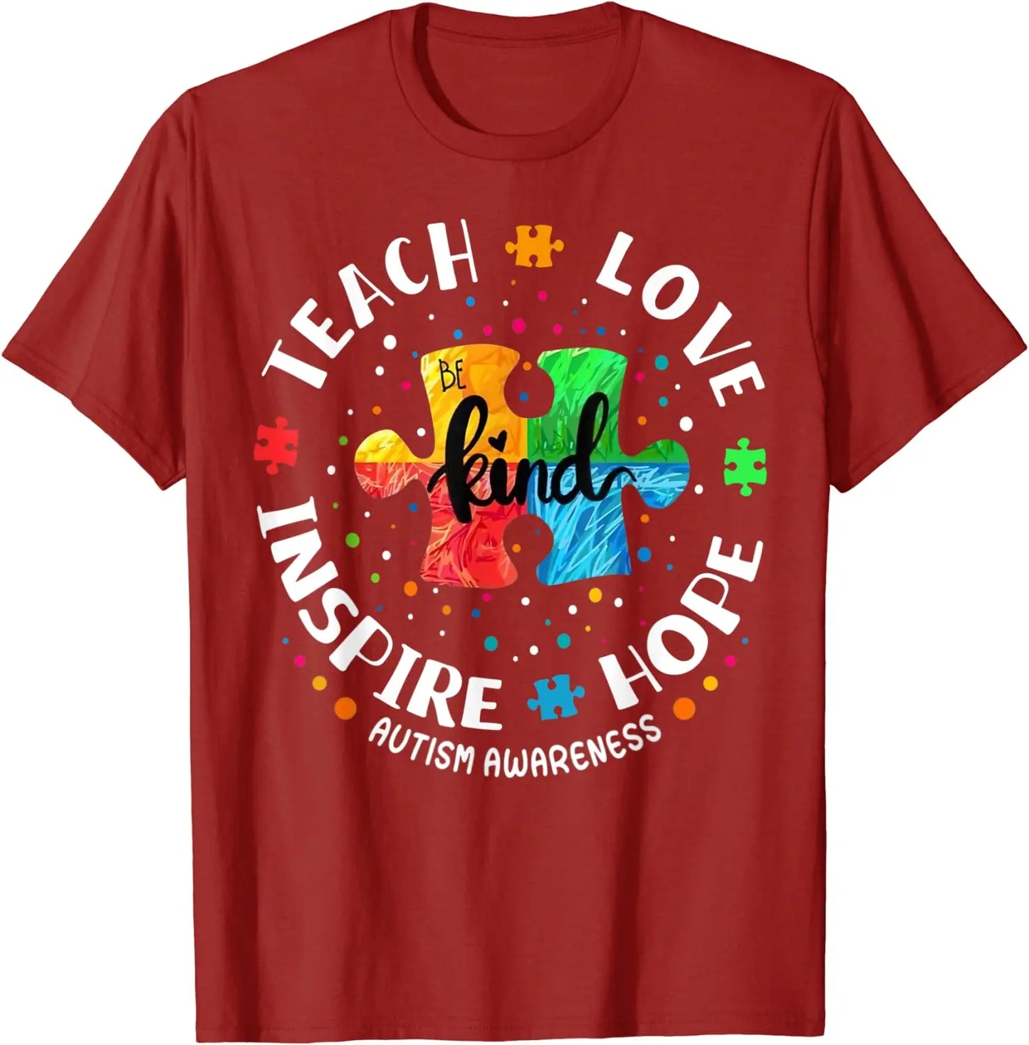 Autism Awareness Teacher Shirt Teach Hope Love Inspire T-Shirt Puzzle Chemical Elements Graphic Tee Tops Funny Novelty Gifts