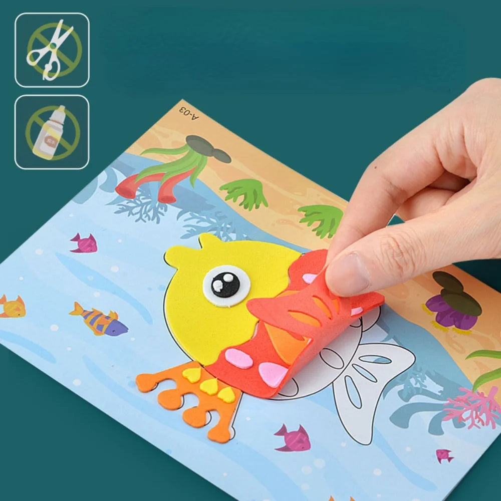 10Pcs Kids 3D EVA Foam Stickers Cartoon Dinosaur Animal Puzzle Game DIY Art Craft Drawing Toy Educational Toys for Children Gift