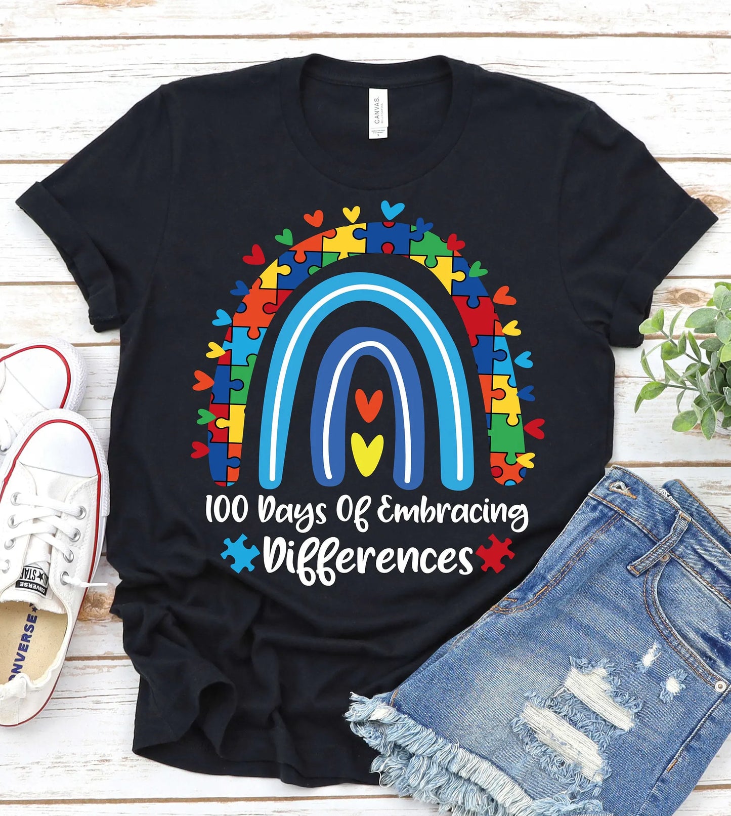 100 Days Of Embracing Differences Special Education Teacher T Shirt Autism 100Th Day School Needs Ed