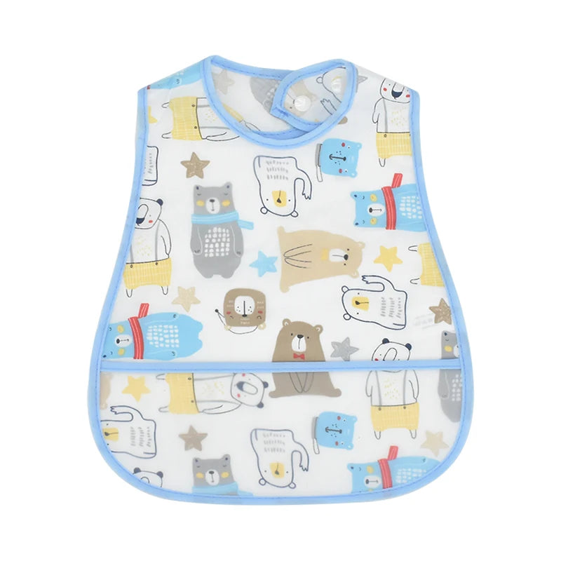 2023New Cartoon Pattern EVA Waterproof Pocket Lunch Feeding Bibs Adjustable Baby Bibs Cute Children Baby Apron Kids Burp Cloths