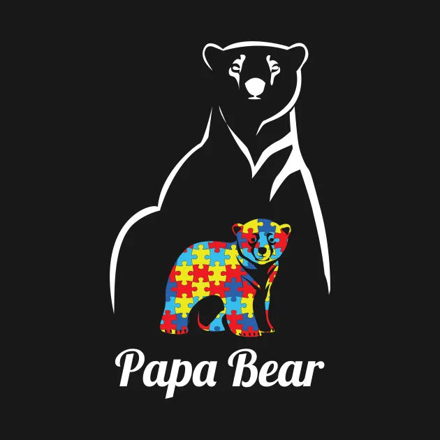 Papa Bear Mama Bear Little Bear T-Shirt Autism Family Matching Outfits Dad Mom and Kids Autism Awareness Family Set Shirt Gift