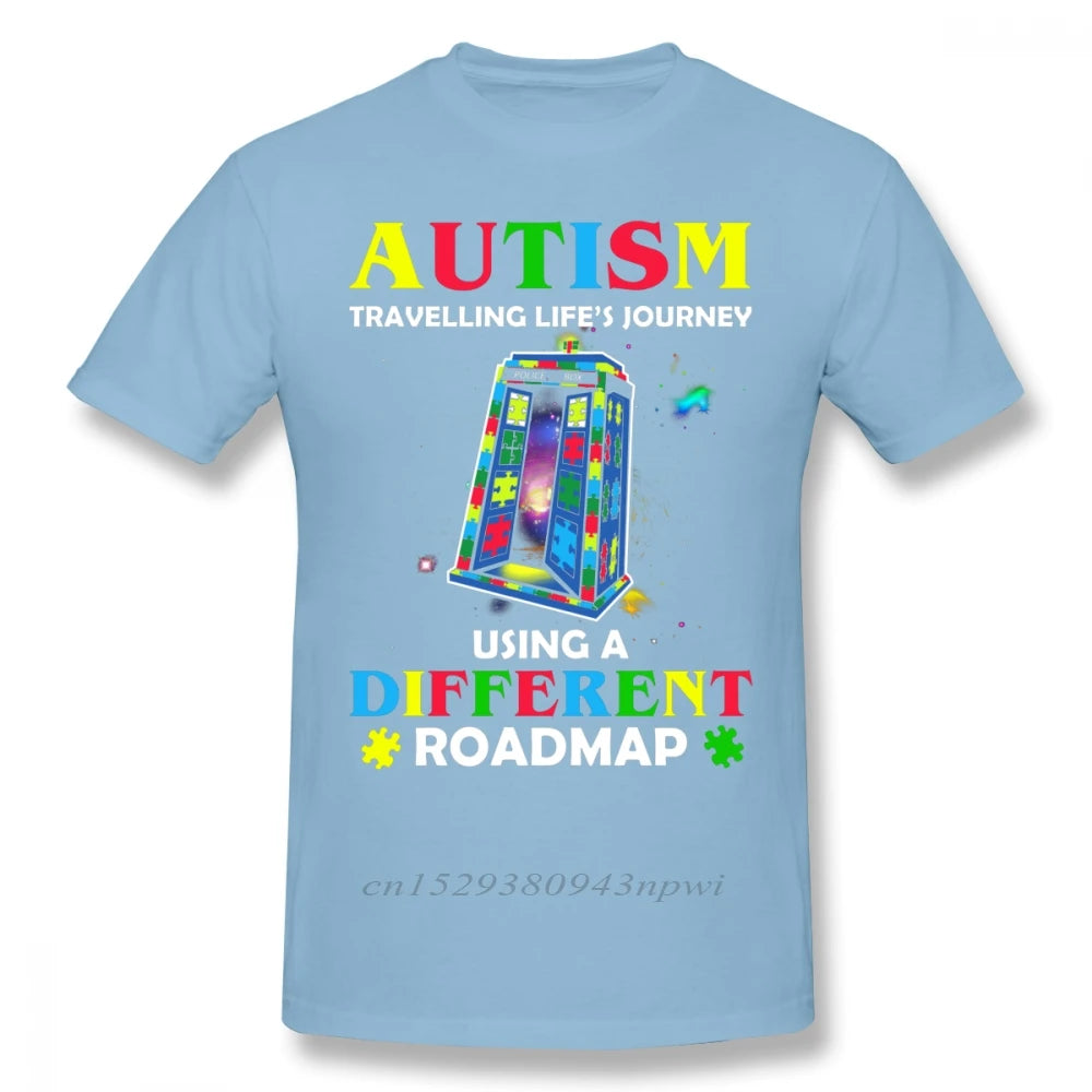 Autism T Shirt Autism Shirt Traveling Life S Journey Using A Different Roadmap T-Shirt Short Sleeve Fashion Tee Shirt Tshirt