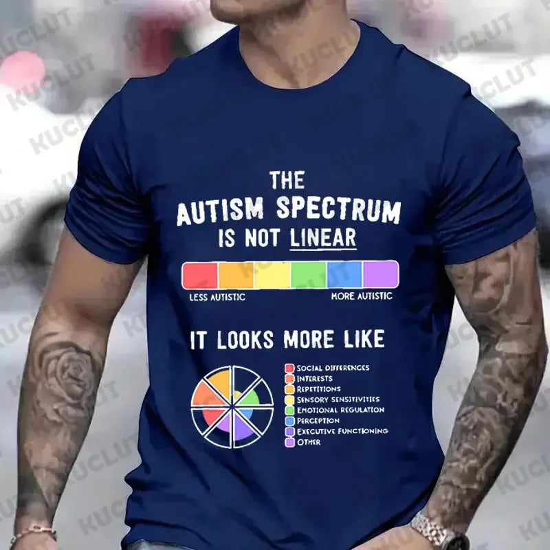 T Shirt for Men Summer  Tops Autism Spectrum Tshirts O-neck Men Clothing Autism Awareness Men Tee Shirts Plus Size Male Clothes