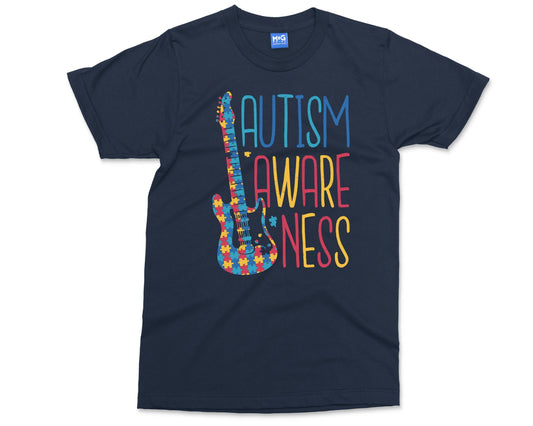 World Autism Awareness Day T Shirt Autistic Kids Parents Support Guitar For Society Global