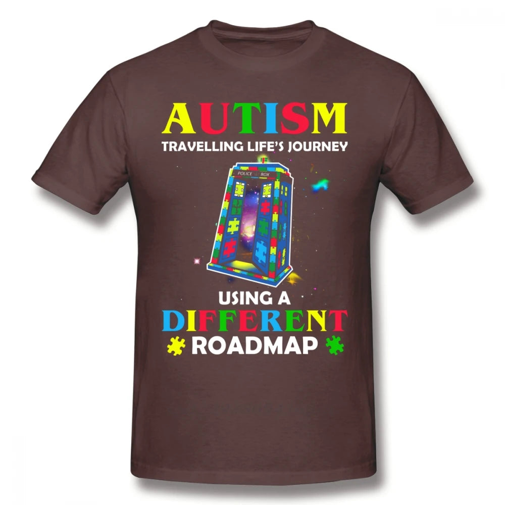 Autism T Shirt Autism Shirt Traveling Life S Journey Using A Different Roadmap T-Shirt Short Sleeve Fashion Tee Shirt Tshirt