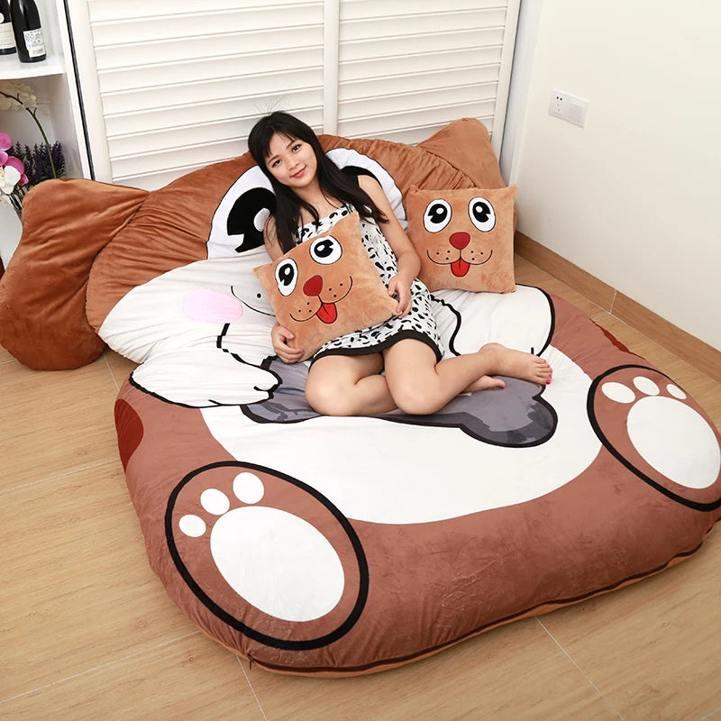 Cartoon Animals Tatami Sofa Bed Double And Kids Bean Bag Home Living Room And Bedroom Bean Bag Bed Warm Sleeping Bag Mattress