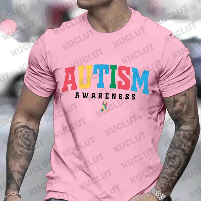 Autism Awareness Shirts for Men Retro Autism Awareness Month T-shirts Men's Tshirts Harajuku Graphic Tee Shirt Clothing Men Top