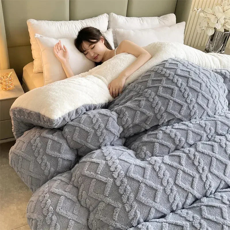 Soft Super Thick Winter Warm Blanket Artificial Lamb Cashmere Weighted Blankets for Beds Cozy Thicker Warmth Quilt Comforter