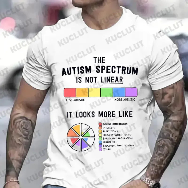 T Shirt for Men Summer  Tops Autism Spectrum Tshirts O-neck Men Clothing Autism Awareness Men Tee Shirts Plus Size Male Clothes