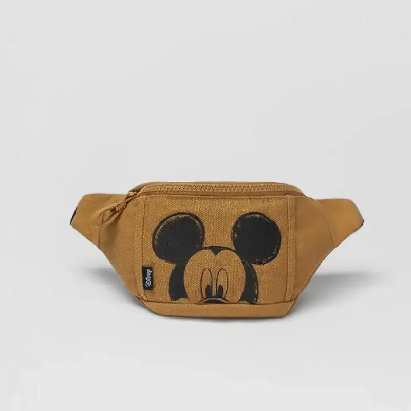 Disney Mickey Children's Waist Packs Fashion Brown Catoon Boys Waist Bag 2021 New Chest Bags Trendy Brand Kids Crossbody Bag