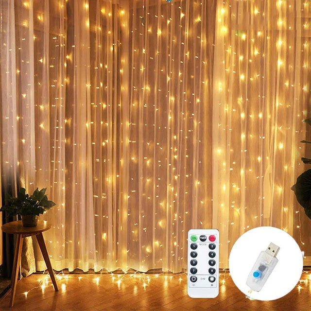 USB String Lights Holiday Wedding Fairy Light Garland Lights for Bedroom 3/4/6M Remote Control Curtain LED Christmas Decoration