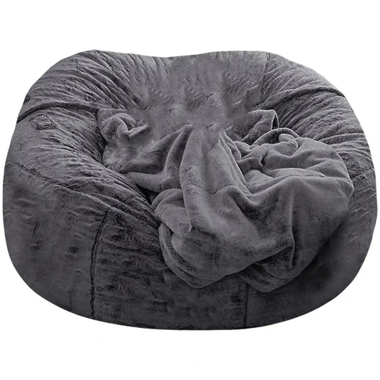 No Stuffed Gray Bean Bag Chair Giant Beanbag Pouf Sofa Bed Puff Futon Room Seat Tatami Relax Lounge Furniture Only Bag Case