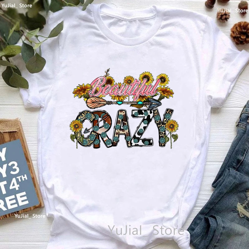 Summer Fashion Fight For Autism Awaseness Graphic Print Tshirt Women In A World Full Of Roses Be A Sunflower T Shirt Femme Tops