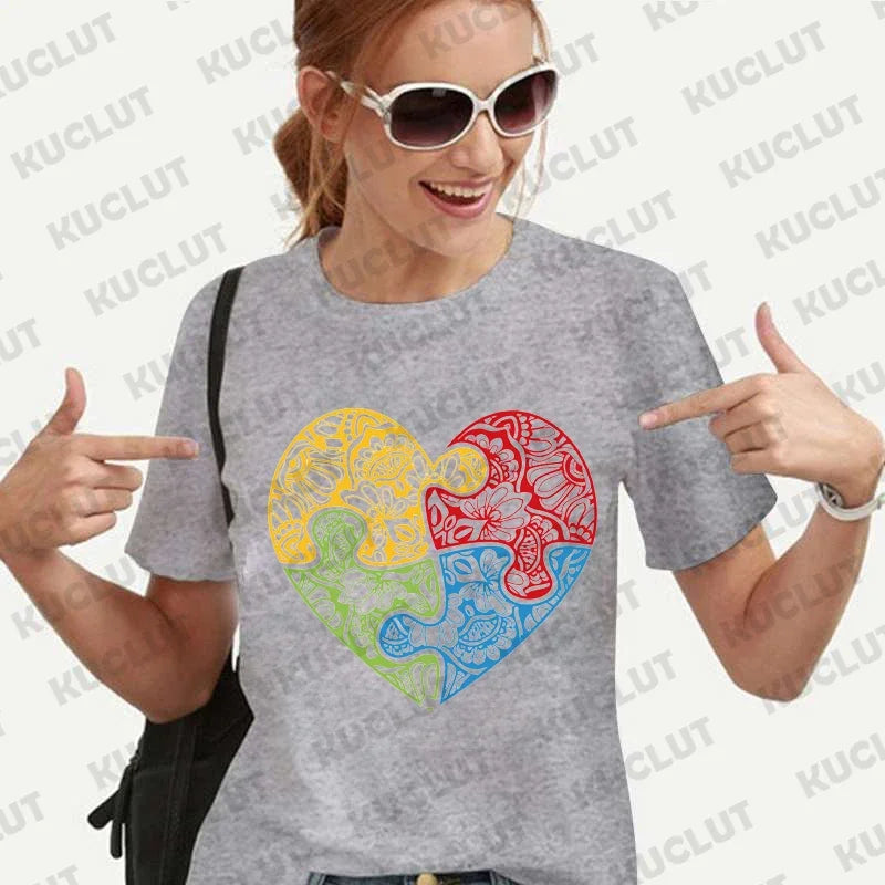 Autism Accept Love Shirt for Women Neurodiversity T-shirts Autism Awareness Tshirt Everyone Communicate Differently Tee Y2k Tops