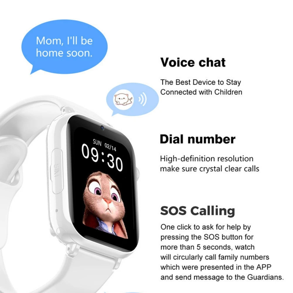 4G Kids Smart Watch SOS GPS Location Tracker Smart Watch for kids Sim Card Video Call Camera Waterproof Smartwatch For Children