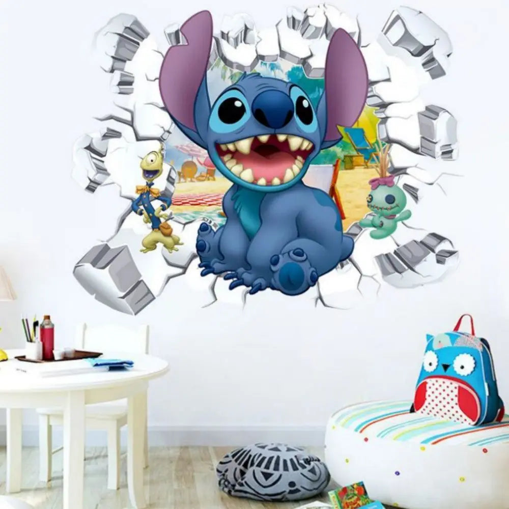 MINISO Cartoon Lilo & Stitch Wall Stickers For Kid's Room Kindergarten Living Room Bedroom Wall Decoration Animated Poster