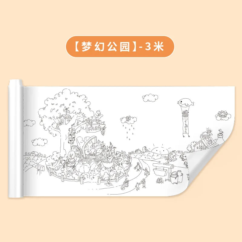 Children Drawing Roll DIY Sticky Color Filling Paper Coloring Paper Roll For Kids DIY Painting Drawing Early Educational Toys