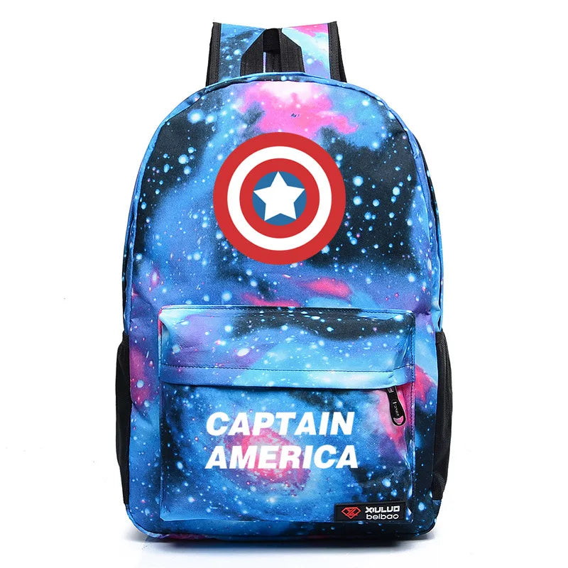 Disney Spider Man Night Light Backpack Backpack Backpack, Captain America Anime Game Peripheral Boy Cool Backpack