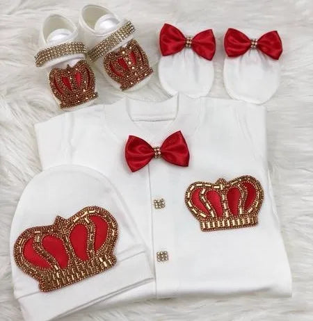 Dollbling Emerald Gold Crystal Luxury Baby Bling Romper Set My 1st Christmas Photography 4pcs Romper Hat Mittens Shoes Set