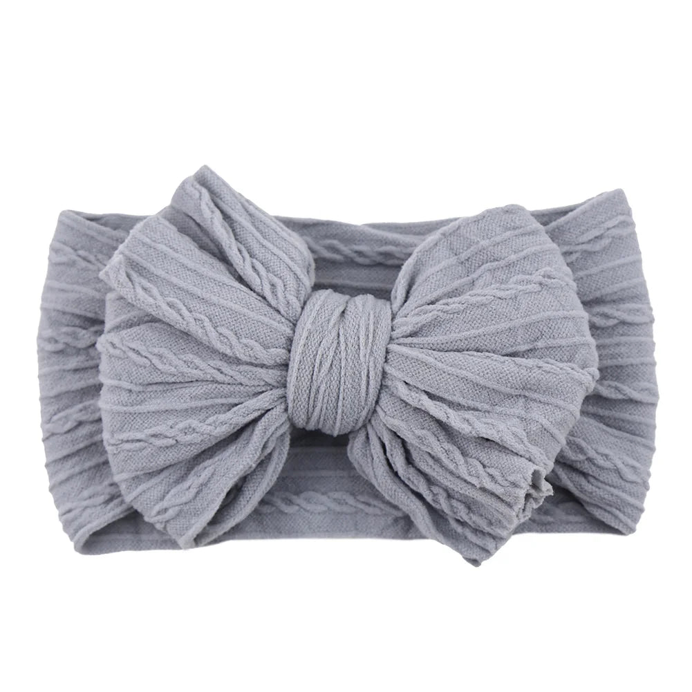 Solid Cable Bow Baby Headband for Child Nylon Layers Headwear Kids Elastic Turban Headwraps Newborn Boys Girls Hair Accessories