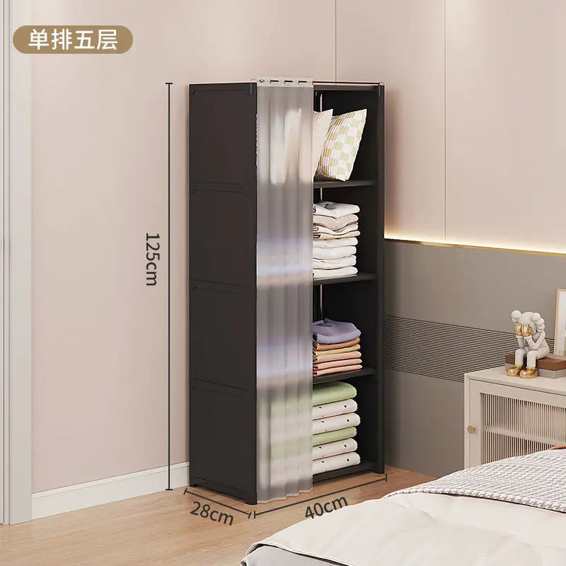 New Foldable Multi-layer Wardrobe Household Dustproof Wardrobe Simple Assembly DIY Storage Wardrobe Bedroom Open Storage Cabinet