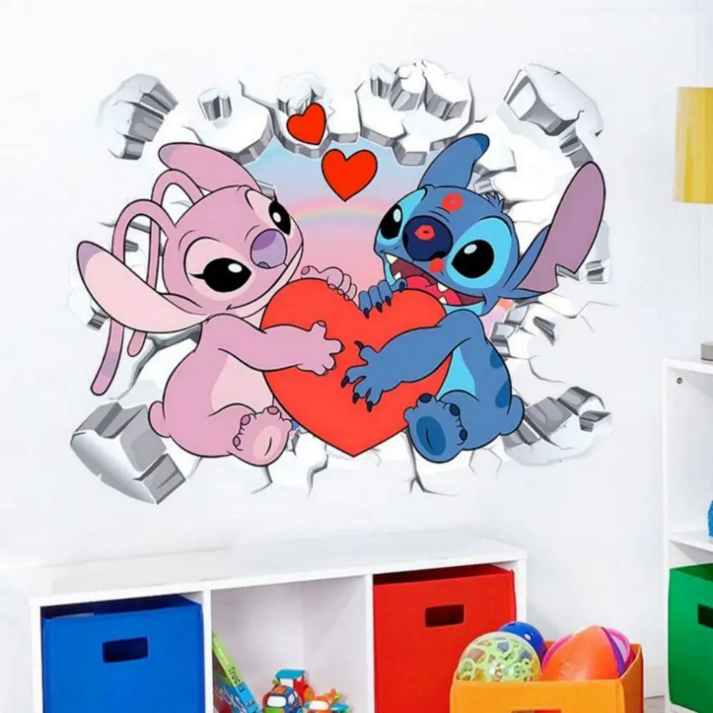 MINISO Cartoon Lilo & Stitch Wall Stickers For Kid's Room Kindergarten Living Room Bedroom Wall Decoration Animated Poster