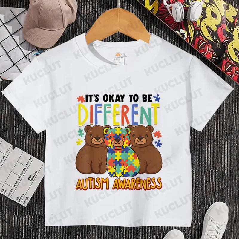 Autism Boys Girls T Shirt Short Sleeves Tops Girls Baby Children Clothing Fsahion Summer Tshirt Dinosaur Tee Toddler Clothes