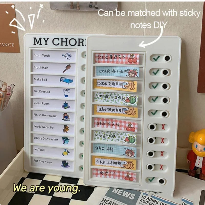 Memorandum Punch Card Device for Notes Daily Task Planning Board Portable Memo Checklist Board Elderly Child Note Board Reusable