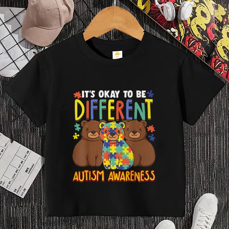 Autism Boys Girls T Shirt Short Sleeves Tops Girls Baby Children Clothing Fsahion Summer Tshirt Dinosaur Tee Toddler Clothes