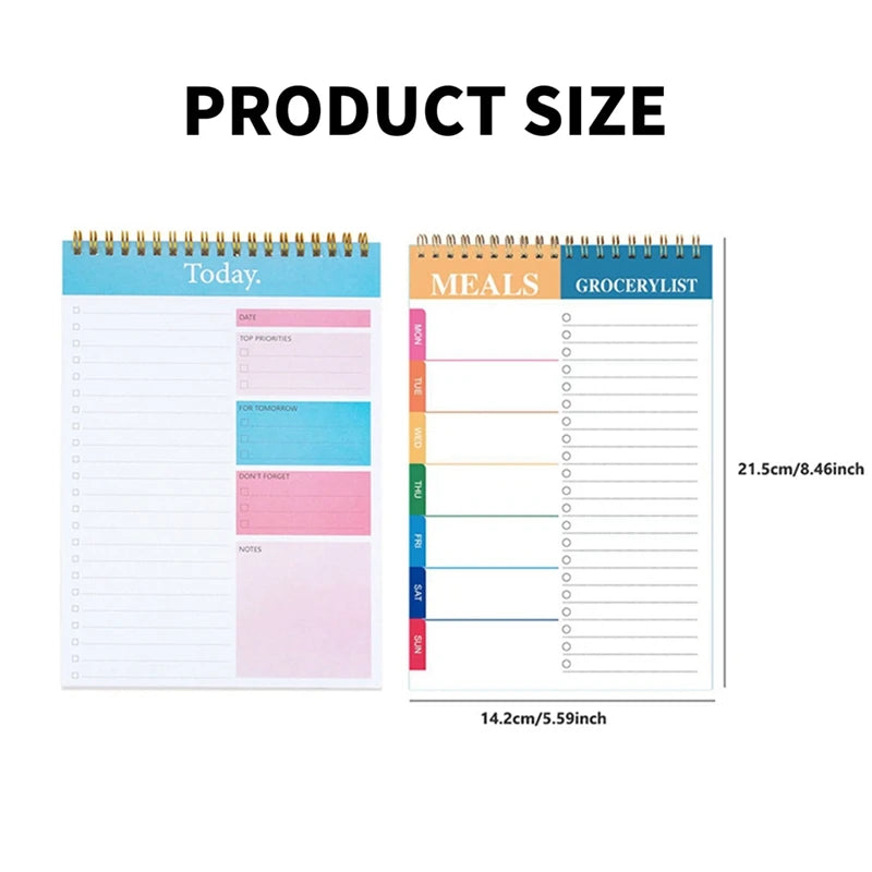 2 Piece Do List Notepad Planner Notebook As Shown Paper 5.6 X 8.5Inch Weekly Planner Daily Task Pad Productivity Note Organizer