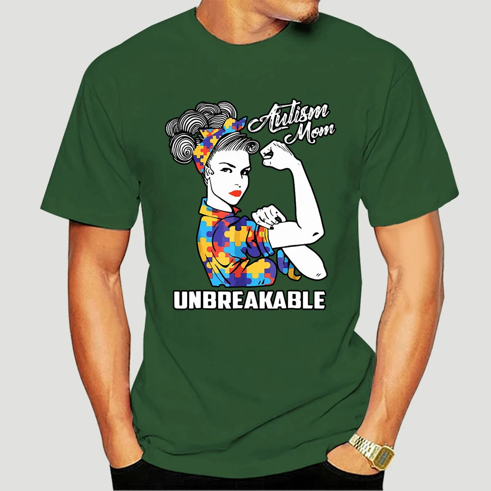 Autism Mom Unbreakable T-Shirt Autism Gift  2020 Short Sleeve Plus Size Print Men T Shirt  Army T Shirt 7027X