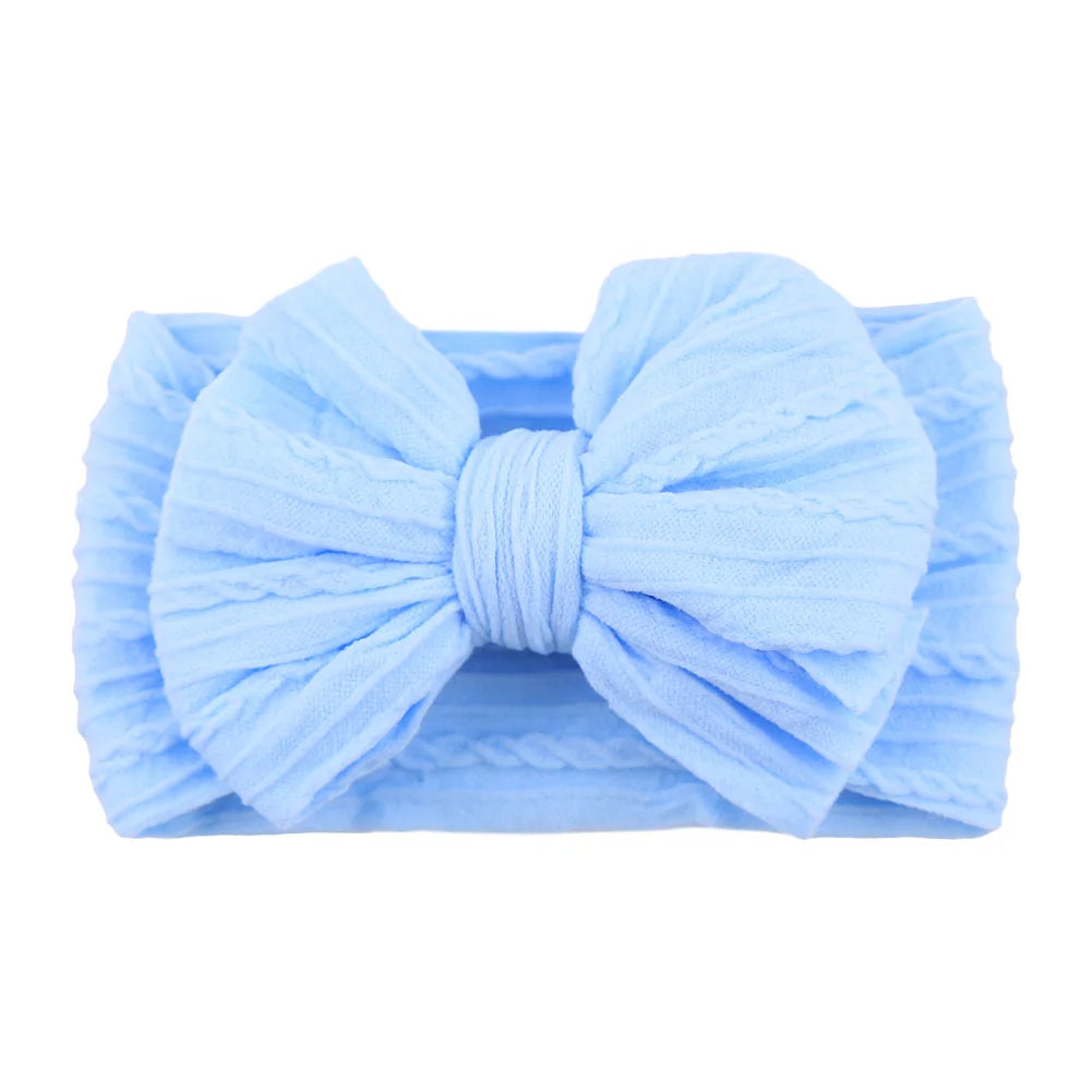 Solid Cable Bow Baby Headband for Child Nylon Layers Headwear Kids Elastic Turban Headwraps Newborn Boys Girls Hair Accessories