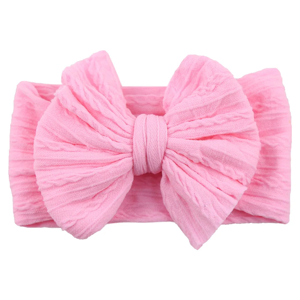 Solid Cable Bow Baby Headband for Child Nylon Layers Headwear Kids Elastic Turban Headwraps Newborn Boys Girls Hair Accessories