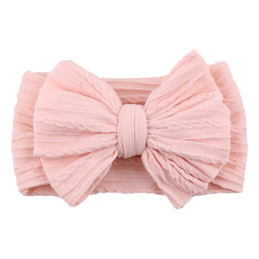 Solid Cable Bow Baby Headband for Child Nylon Layers Headwear Kids Elastic Turban Headwraps Newborn Boys Girls Hair Accessories