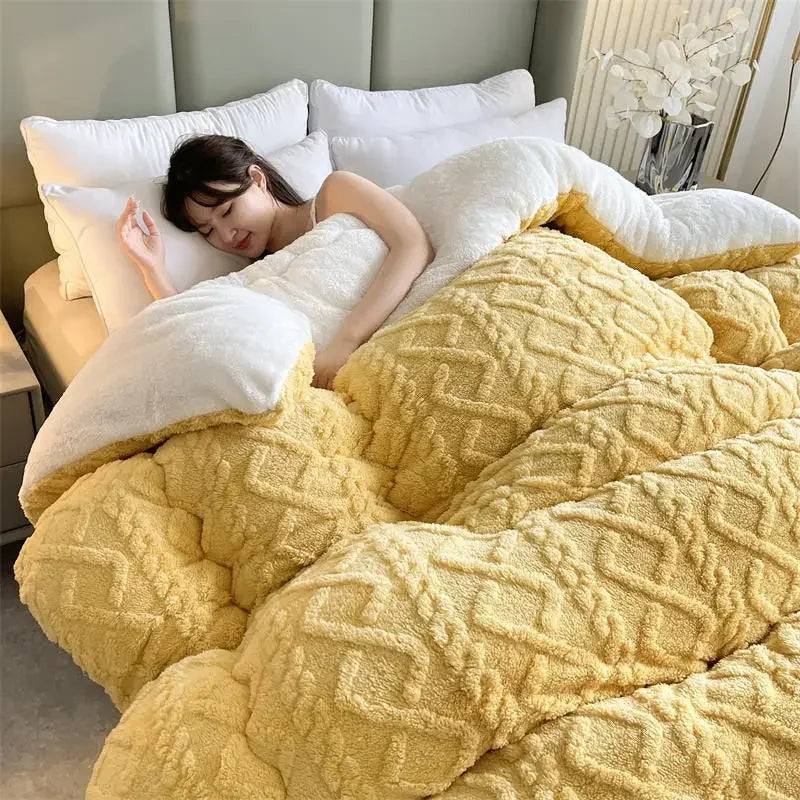 Soft Super Thick Winter Warm Blanket Artificial Lamb Cashmere Weighted Blankets for Beds Cozy Thicker Warmth Quilt Comforter