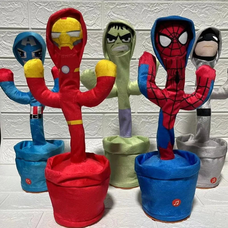 Marvel Avengers Dancing Cactus Electronic Spider-Man Toy Cartoon Plush Doll Can Sing and Dance Voice Interactive Birthday Gift