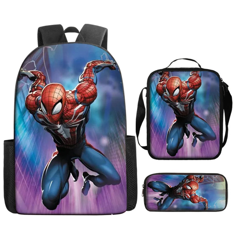 3pcs/set Kids Spiderman School Bags For Boys Girls 16inch Marvel Superhero Backpack Children Primary Book Bag Schoolbag