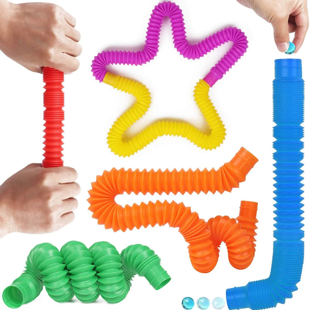 8Pack Large Pop Tubes Fidget Toys Sensory Toy for Stress Anxiety Relief for Children Adults Learning Toys Toddlers Stretch Tube