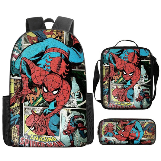 3pcs/set Kids Spiderman School Bags For Boys Girls 16inch Marvel Superhero Backpack Children Primary Book Bag Schoolbag