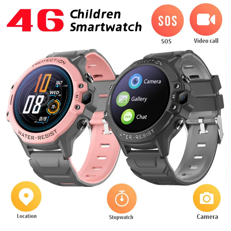 4G Childre Phone Watch SIM Card Voice Call Smart Watch GPS Positioning Video Call Student Watch Monitoring Location Tracker SOS