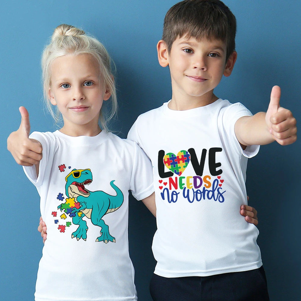 Autism Awareness Kids Shirt Love Needs No Words Print Child T Shirt Boy Girl Clothes Autism Toddler Shirt Autism Support Tee