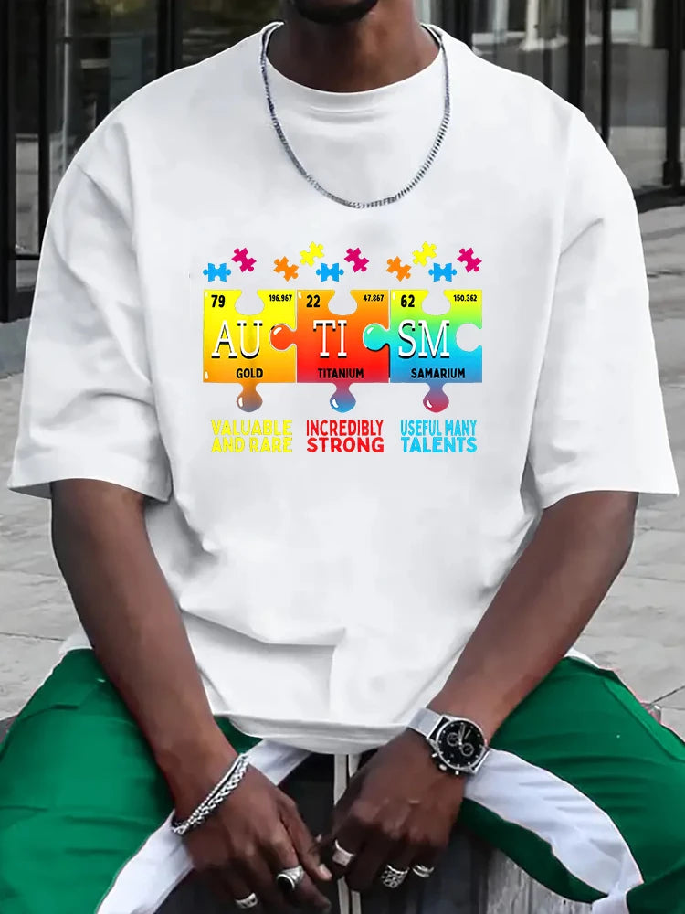 Autism Awareness Puzzle Chemical Elements Premium T-Shirt,Men's T-shirt  Man Tops New Men T shirt Tops Fashion Clothing