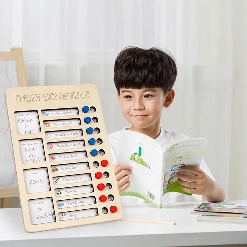 Self-Discipline Chart Routine Planning Punch Cards For Children Wooden Material Daily Checklist Board For Work Area RV Dormitory