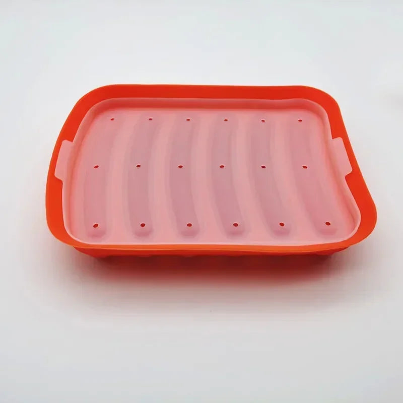 Silicone Food Grade Sausage Mould 6 Cavity Homemade Ham Hot Dog Making Tray Household Cake Baking Molds with Lid Kitchen Tools