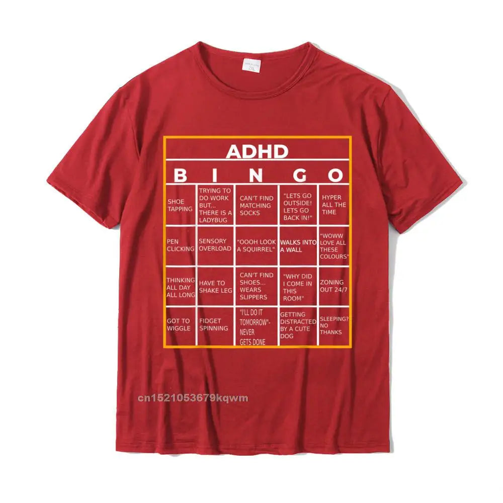 Autism Mental Health Awareness Day ADHD Bingo Funny Gift T-Shirt Tees Rife Printed On Cotton Men T Shirt Printed On